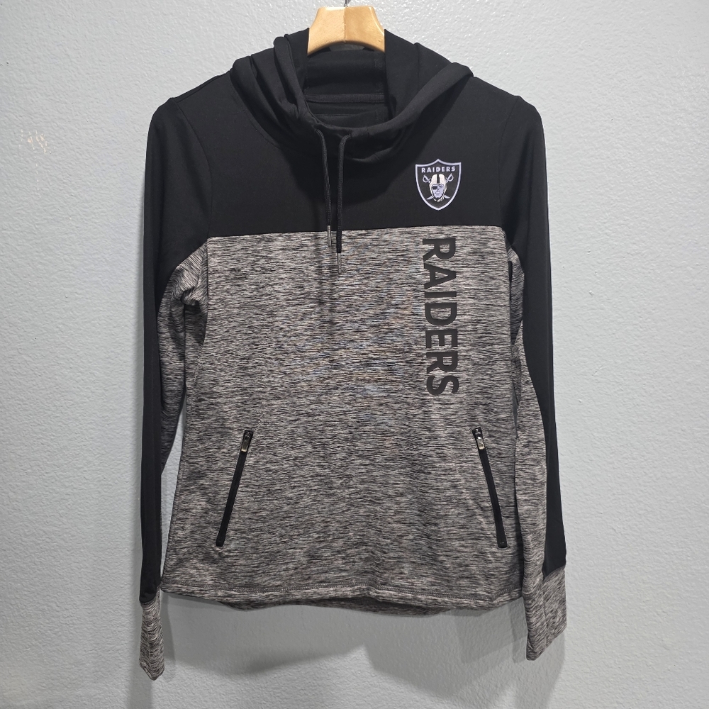 NFL Team Apparel Women's Raiders Hoodie Black/Gray Zise M